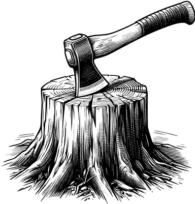An axe in a tree stump